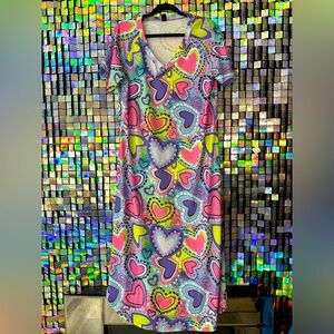 Marvmys Colorful Heart Print Dress - Size L